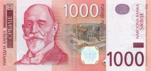 1000 dinarów serbskich (awers)