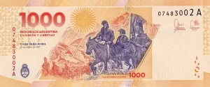 1000 peso argentyńskich (rewers)